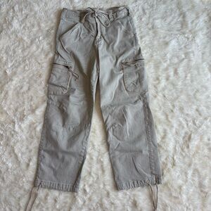 Easel Los Angeles Khaki Straight Leg Drawstring Ankle Cargo Pants Womens Small
